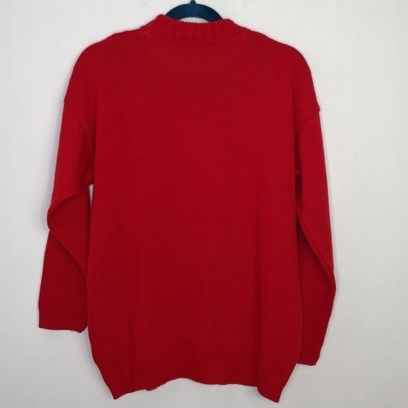 VINTAGE granny needle stitch graphic red knit - Picture 8 of 8